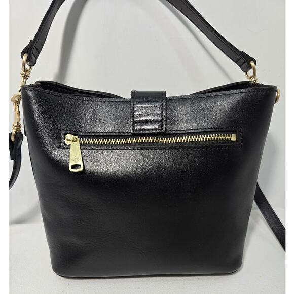 Patricia Nash Leather Irving Bucket Satchel Crossbody Purse Bag Black - Picture 4 of 14